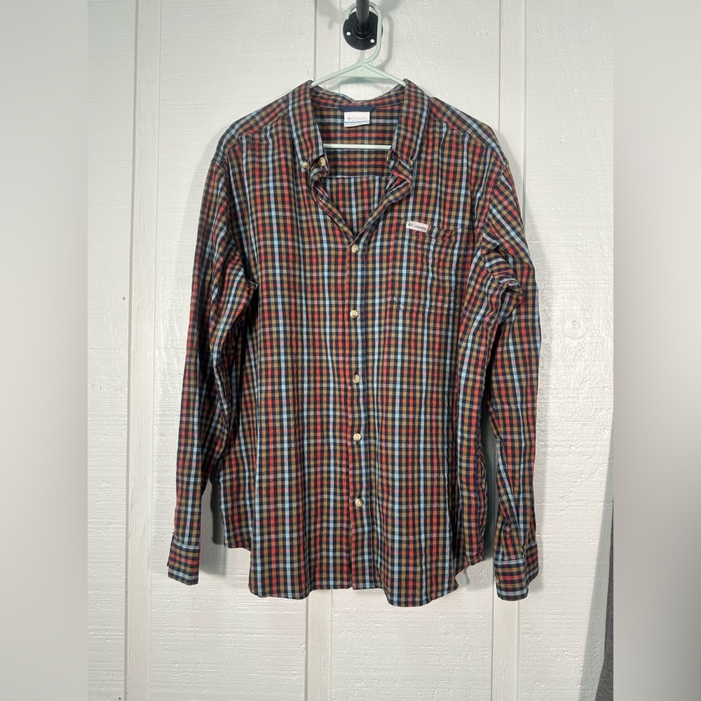 Columbia Men’s Plaid Long Sleeve Button Down Flannel Shirt Size XL EUC